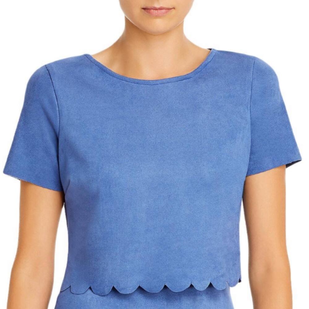 AQUA Blue Faux Sued Crop Top Size L